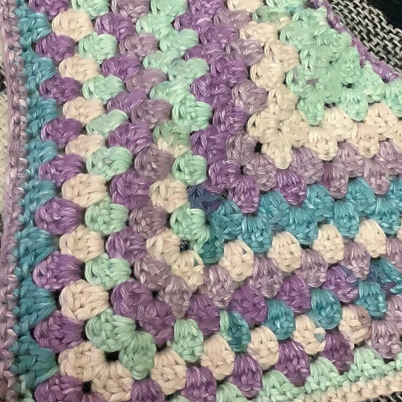 Crocheted cotton bandana teal & purple - Picture 2 of 6